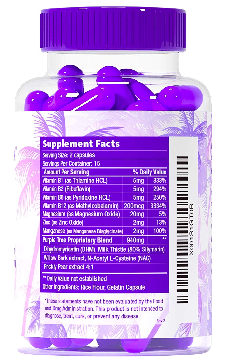 Purple Tree hangover pill Ingredients